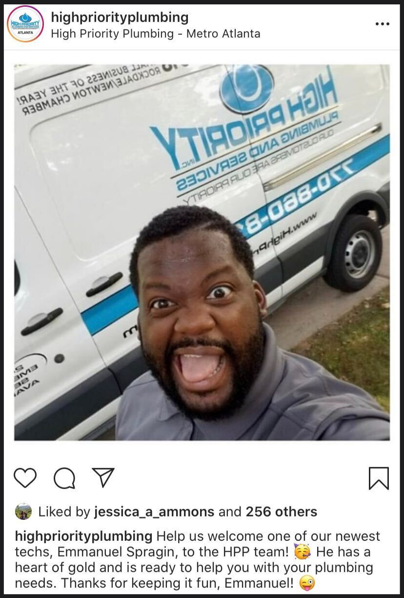 High Priority Plumbing employee taking a selfie and being a great plumber