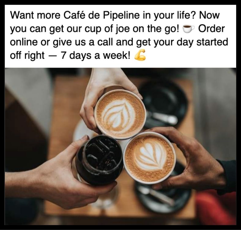 social media caption example showing incomplete call to action
