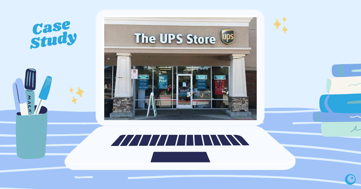 UPS store on a computer screen graphic