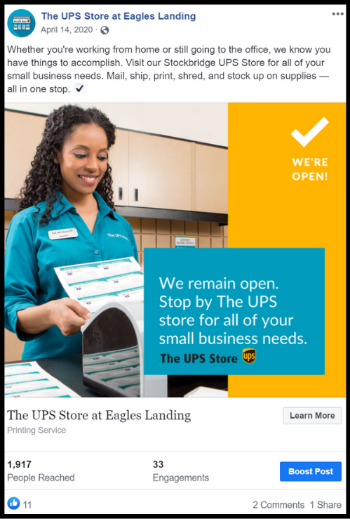 a UPS employee making copies social media post