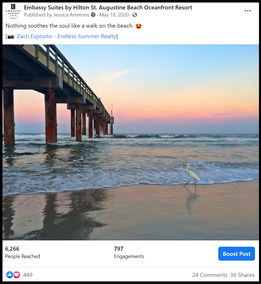 social media post showing a pier shot