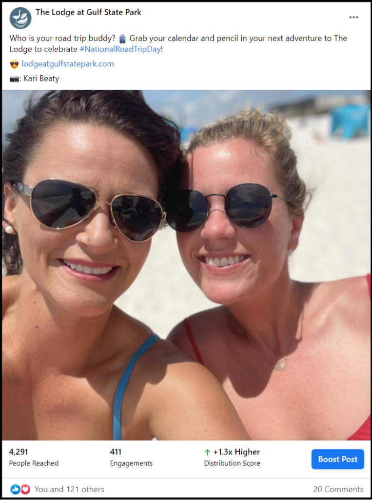 social media post of a beach selfie