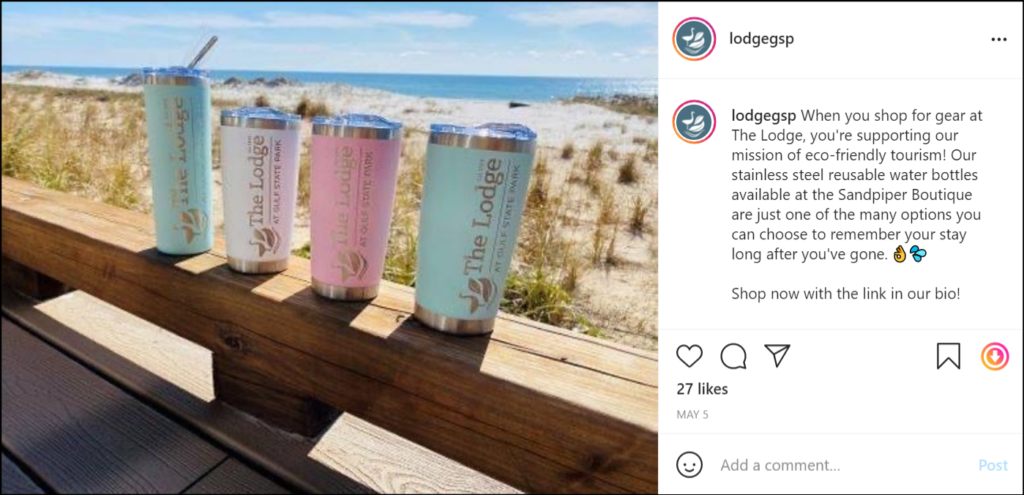 social media post showing refillable cups