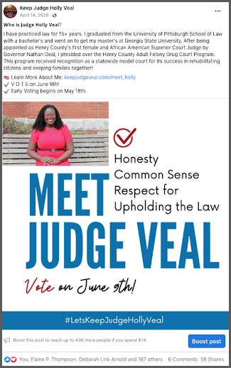 judge holly veal has experience