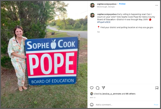 sophe pope yard sign